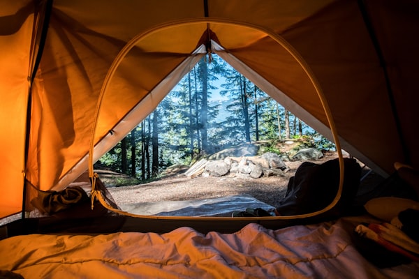 Camping tent under stars desert
